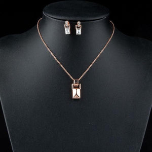 Rectangle Crystal Necklace & Earrings Set - KHAISTA Fashion Jewellery