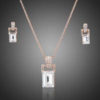 Khaista rectangle crystal necklace earrings set on white background