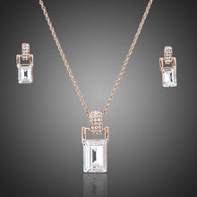 Load image into Gallery viewer, Rectangle Crystal Necklace &amp; Earrings Set - KHAISTA Fashion Jewellery
