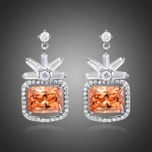 Load image into Gallery viewer, Rectangle Cut Champagne Drop Earrings -KPE0358 - KHAISTA Fashion Jewellery
