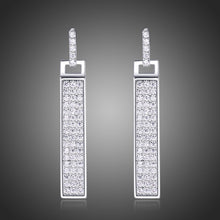 Load image into Gallery viewer, Rectangle Paved Cubic Zirconia Dangle Earrings -KPE0328 - KHAISTA Fashion Jewellery
