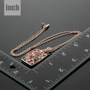 Rectangular Rainbow Crystals Necklace - KHAISTA Fashion Jewellery