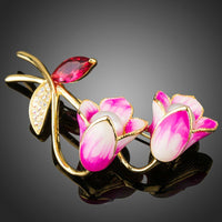 Khaista red artistic flower brooch on white background