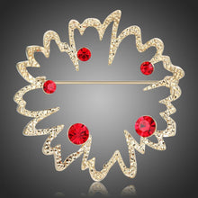 Load image into Gallery viewer, Red Austrian Rhinestone Flower Brooch - KHAISTA Fashion Jewellery
