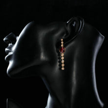 Load image into Gallery viewer, Red Crystal Oval Dangle Drop Earrings - KHAISTA Fashion Jewellery
