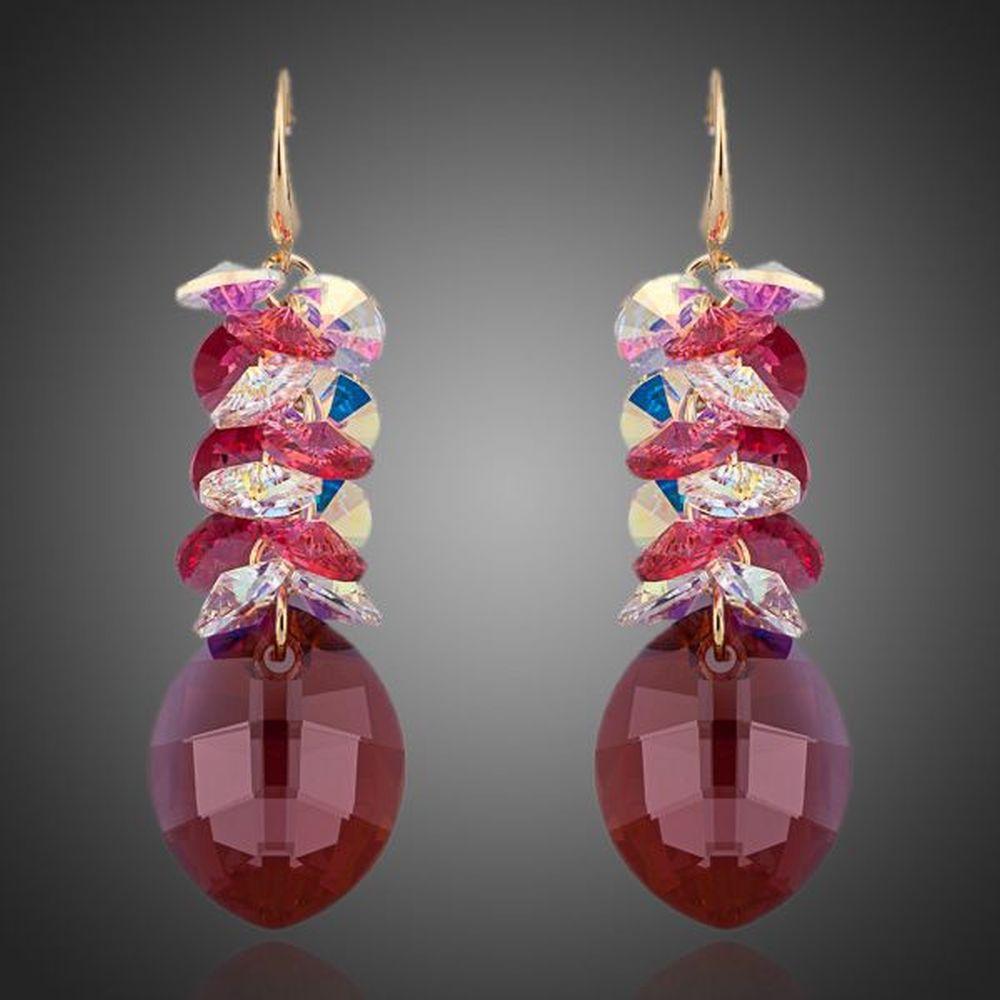 Red Crystal Vine Drop Earrings - KHAISTA Fashion Jewellery