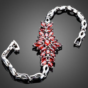 Red Cubic Zirconia Chain Link Bracelet - KHAISTA Fashion Jewellery