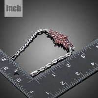 red cubic zirconia chain bracelet detail view by KHAISTA