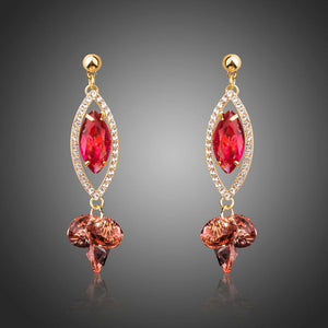Red Cubic Zirconia Dangle Earrings -KPE0284 - KHAISTA Fashion Jewellery