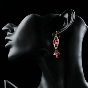 Red Cubic Zirconia Dangle Earrings -KPE0284 - KHAISTA Fashion Jewellery
