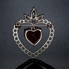 Load image into Gallery viewer, Red Cubic Zirconia Double Heart Brooch -KFJB0110 - KHAISTA3
