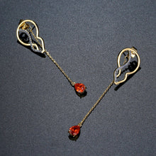 Load image into Gallery viewer, Red Cubic Zirconia Long Drop Earrings -KPE0392 - KHAISTA Fashion Jewellery

