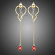Red Cubic Zirconia Long Drop Earrings