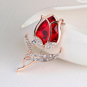 Red Flower Brooch - KHAISTA Fashion Jewellery