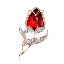 Load image into Gallery viewer, Red Flower Brooch - KHAISTA Fashion Jewellery

