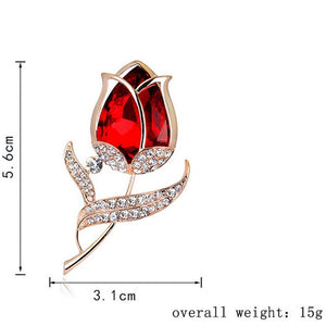 Red Flower Brooch - KHAISTA Fashion Jewellery