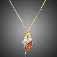 KHAISTA red paved crystal pendant necklace on white background