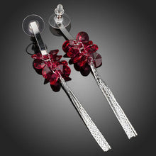 Load image into Gallery viewer, Red Rose Tassel Drop Earrings - KHAISTA Fashion Jewellery
