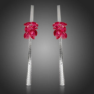 Red Rose Tassel Drop Earrings - KHAISTA Fashion Jewellery