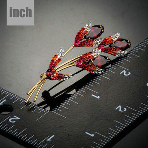 Red Scion Crystal Brooch Pin - KHAISTA Fashion Jewellery