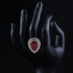 Red Water Drop Ring - KHAISTA Fashion Jewellery