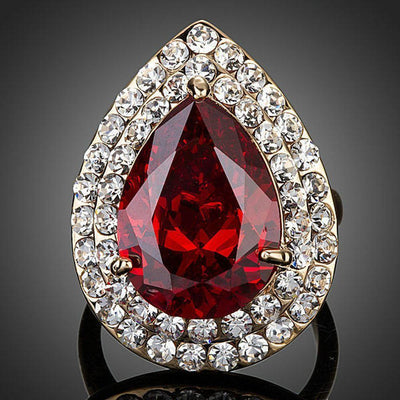 Red Water Drop Cubic Zirconia Ring