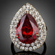 Red Cubic Zirconia Teardrop Ring on Copper