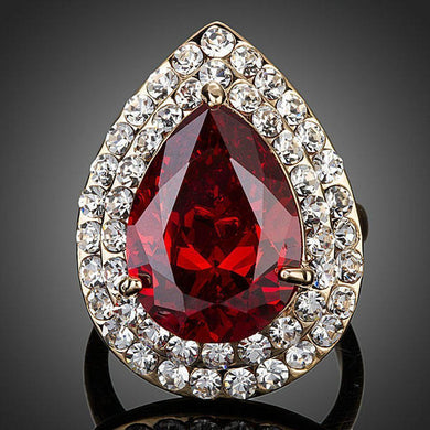 Red Water Drop Ring - KHAISTA Fashion Jewellery