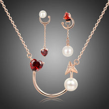 Load image into Gallery viewer, Red Zirconia Heart Jewelry Set -KFJS0278 - KHAISTA1
