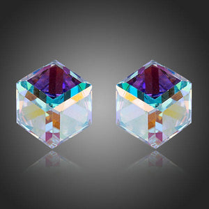 Retro Crystal Cube Stud Earrings - KHAISTA Fashion Jewellery