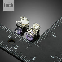 rhinestone butterfly clip earrings detail view by KHAISTA