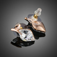 Close up of KHAISTA rhinestone crystal stud earrings