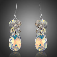 KHAISTA rhinestone crystal water drop earrings on white background