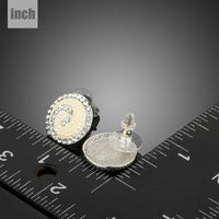 rhinestone flower stud earrings detail view by KHAISTA
