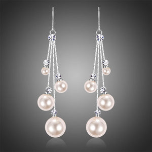 Rhinestone Pearl Drop Earrings -KPE0346 - KHAISTA Fashion Jewellery