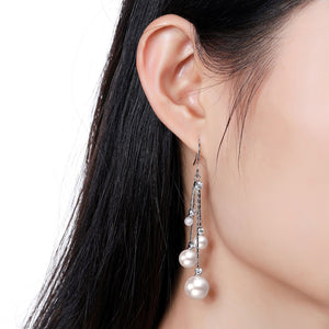 Rhinestone Pearl Drop Earrings -KPE0346 - KHAISTA Fashion Jewellery