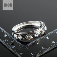 rhodium plated black artistic cuff bangle detail view by KHAISTA