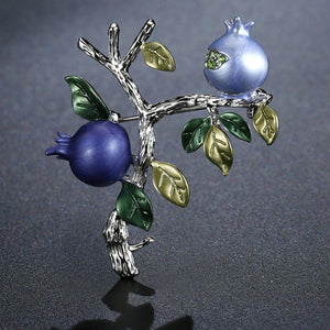 Roast Paint Pomegranate Tree Brooch Pin - KHAISTA Fashion Jewellery