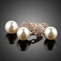 Side angle view of Khaista rose gold pearl set