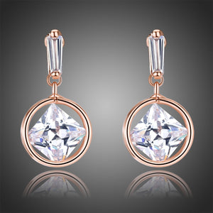 Rose Gold Color Drop Earrings -KPE0341 - KHAISTA Fashion Jewellery