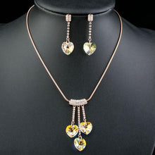 Load image into Gallery viewer, Rose Gold Color Heart Austrian Crystal Jewelry Set - KHAISTA Fashion Jewellery
