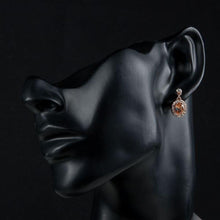 Load image into Gallery viewer, Rose Gold Color Orange Crystal Round Drop Earrings - KHAISTA Fashion Jewellery
