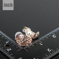 rose gold Stellux Austrian stud earrings detail view by KHAISTA