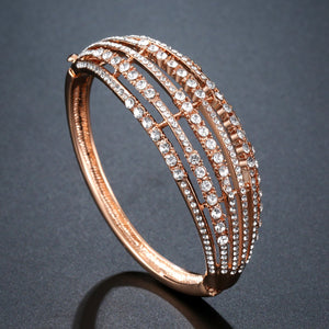 Rose Gold Hollow Bangle -KBQ0109 - KHAISTA Fashion Jewelry
