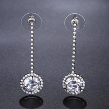 Load image into Gallery viewer, Round AAA Cubic Zirconia Drop Earrings -KPE0338 - KHAISTA Fashion Jewellery
