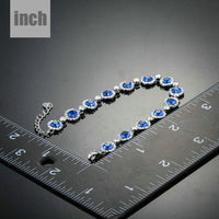 round blue CZ bracelet detail view by KHAISTA