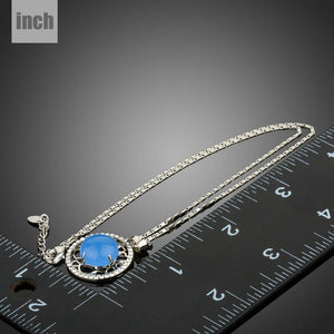 Round Blue Opal Pendant Necklace - KHAISTA Fashion Jewellery