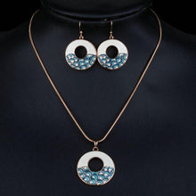 Load image into Gallery viewer, Round Blue Rainbow Drop Earrings &amp; Pendant Necklace Set - KHAISTA Fashion Jewellery
