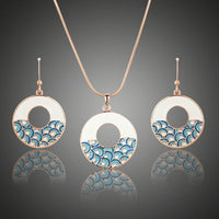 Khaista blue rainbow crystal drop earrings pendant set