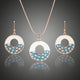 Blue Rainbow Crystal Drop Earrings and Pendant Necklace Set